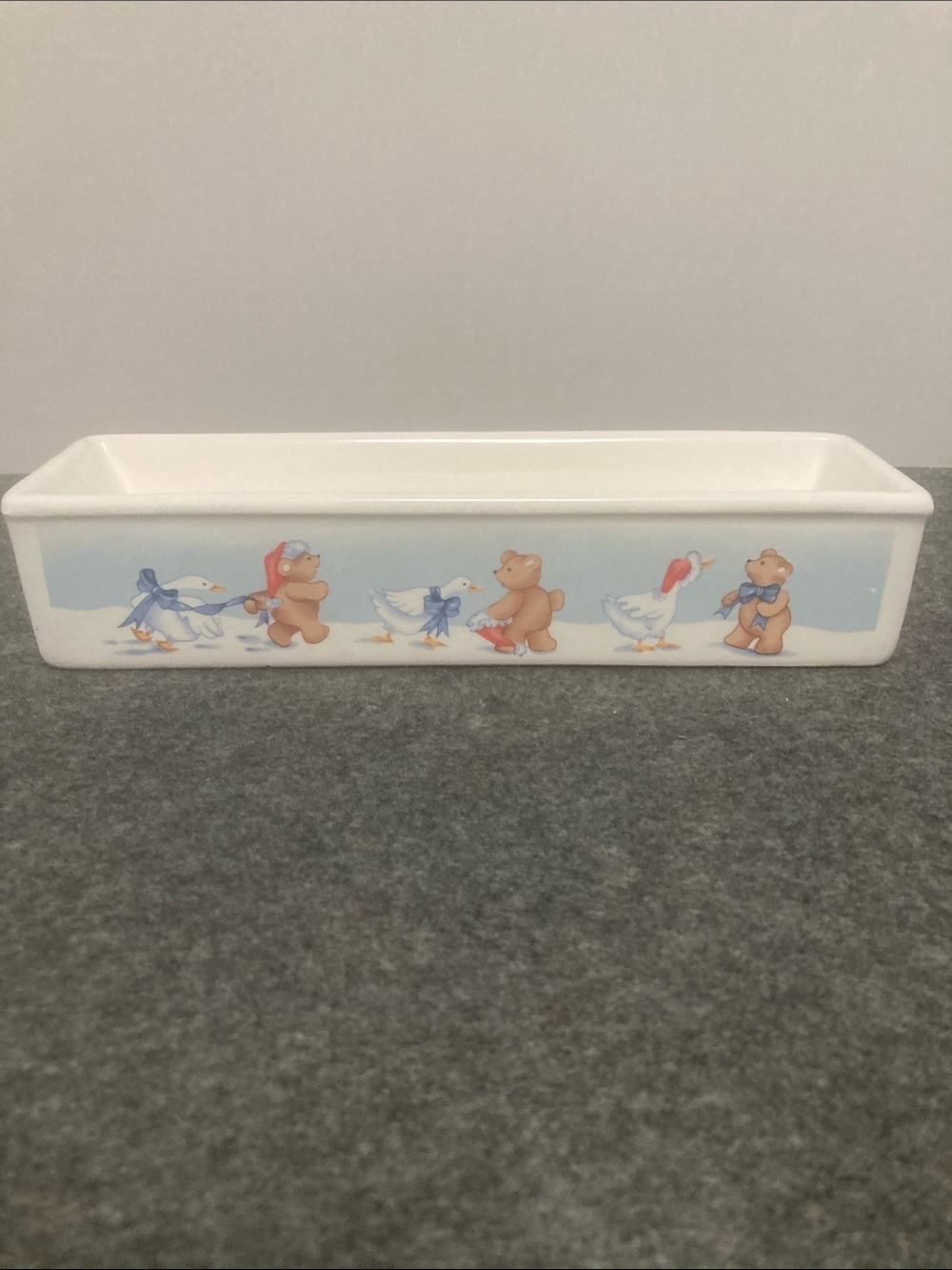 Vintage House of Lloyd 1988 cracker dish geese and teddy bears ceramic